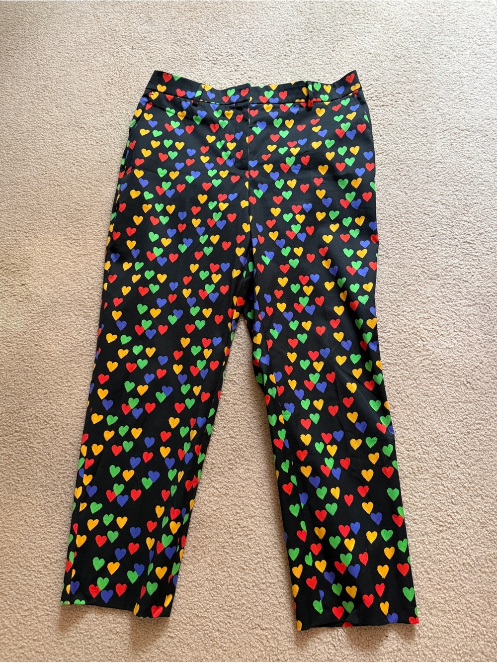 New with Tag Akris Black Pants with Multicolor Heart Print